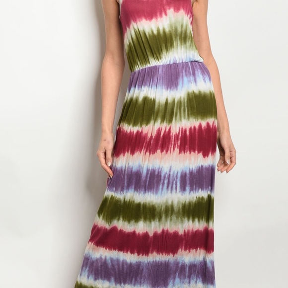 OLIVE MULTI COLOR TIE DYE MAXI - Dress - Picture 2 of 3